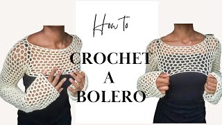 DIY crochet bolero shrugfishnet top  Beginner friendly tutorial  Crochet tutorial [upl. by Irmine]