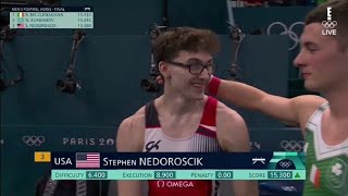 Stephen Nedoroscik Wins Bronze Medal at Mens Pommel Horse Final at Paris Olympics 2024 [upl. by Uwton]