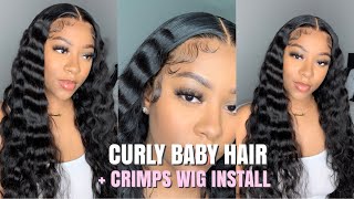 DRAMATIC CURLY BABY HAIR WITH CRIMPS  WIG INSTALL  Hurela Hair [upl. by Gnal942]