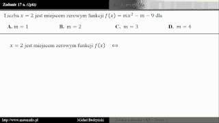 Zadanie 17a  matura z matematyki miejsce zerowe  parametr zestaw 1 [upl. by Willmert]