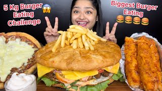 BIGGEST BURGER EATING CHALLENGE 🍔😱 5 KG CHICKEN BURGER EATING CHALLENGE  PIZZA AND SPRING ROLLS [upl. by Strephon]