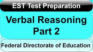 Verbal Reasoning MCQs Part 2 for FDE EST Test Preparation  Verbal Reasoning Tricks for EST Test FDE [upl. by Llemej]