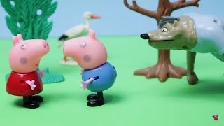 PEPPA PIG EM OS TRÊS PORQUINHOS E O LOBO MAU BONECOS ANIMADOS [upl. by Maples]