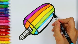 Wie zeichne RegenbogenEiscreme🍡 Malvorlagen  Malbücher  Zeichnen Farbe und Ausmalen für Kinder [upl. by Rotow]