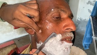 ASMR Fast Smooth Shaving Straight Razor In Barber shop ASMR [upl. by Ardnovahs444]