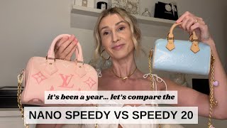 LOUIS VUITTON NANO SPEEDY AND SPEEDY 20 REVIEW  Laine’s Reviews [upl. by Nosdivad574]