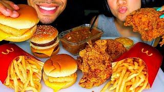 ASMR MCDONALDS FRIED CHICKEN BIG MAC FISH FILLET FRIES REDBEANS AND RICE MUKBANG W WIFE EATING SHOW [upl. by Bartko]