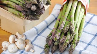 Grüner Spargel Rezept ✅ Spargel 10 Minuten Backen mit gebratene Champignons [upl. by Ellesig345]