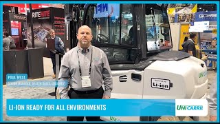 UniCarriers Forklift Introduces LithiumIon Battery at Promat 2023 in Chicago [upl. by Zeus]