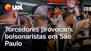 Torcedores de Corinthians e Santos provocam bolsonaristas em dia de ato e jogos das equipes em SP [upl. by Nodnrb]