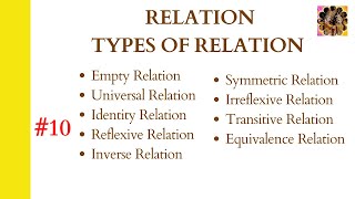 10 Relation and types of relation  Cartesian product  Reflexive Symmetric transitive relation [upl. by Eniretak]