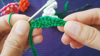 Crochet Flower  Easy Way to Crochet Carnation Leaves for Beginners [upl. by Ogaitnas]