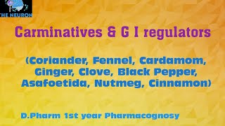 Carminatives and G I regulators  Pharmacognosy  DPharm 1st year [upl. by Shaun]