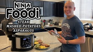 Ninja Foodi Deluxe  How To Cook Steak Mashed Potatoes amp Asparagus [upl. by Jaime346]