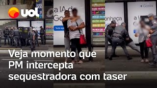 Mulher é feita refém na av Paulista veja momento que PM intercepta sequestradora [upl. by Nortal]