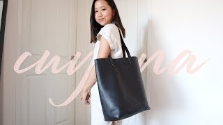 Cuyana Tall Structured Leather Tote  Work Bag Review amp What I Pack [upl. by Skinner]