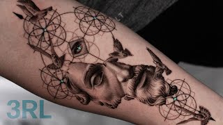 BLACK and GREY MARCUS AURELIUS TATTOO  TIMELAPSE [upl. by Affer]