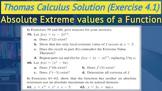 Local extrema critical points urdu hindi  Thomas calculus exercise 41 Q59 to Q62  Lec 11 [upl. by Behm]