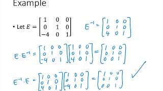 Linear Algebra  Lecture 24  Elementary Matrices and Inverses [upl. by Denie]