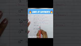 🔥LAWS OF EXPONENTS 🔥 youtubeshorts shorts shortvideo [upl. by Terris]