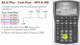 BA II Plus  Cash Flows 1 Net Present Value NPV and IRR Calculations  DCF [upl. by Iaoh66]