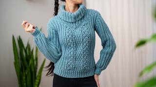 How to Crochet Cable Stitch Turtleneck Sweater  Pattern amp Tutorial DIY [upl. by Peggir]