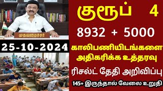 TNPSC group 4 result October 89935000 cut off mark details vacancy increased TNEB 2024 [upl. by Aztin]