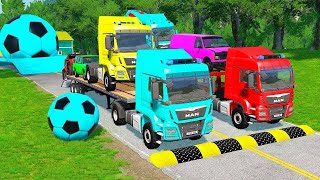 TRANSPORTING PIXAR CARS amp FRUITS WITH COLORED amp JOHN DEERE vs CLAAS vs TRACTORS  BeamNGdrive 962 [upl. by Rossi]