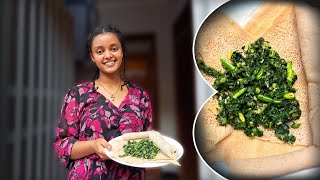 Ethiopian Spinach  Kosta   Ethiopian Food Cooking Vlog [upl. by Annwahs]