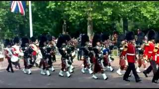 scots guards pipes and drums march down the mall trooping the color 2011 [upl. by Lisetta]