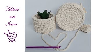 Korb in der Strickoptik häkeln Körbchen Anleitung DIY crochet Basket [upl. by Yates238]