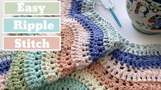 EASY Crochet Ripple Blanket Using a Feather and Fan Stitch [upl. by Fotina463]