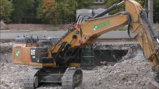 Excavator CAT 349 E  Demolition site [upl. by Atnahs936]