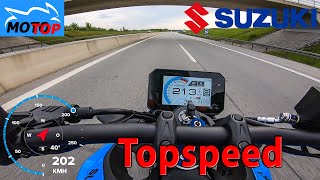 Suzuki GSX8S 2023  TOPSPEED on AUTOBAHN  GPS 206 kmh [upl. by Anaibib]