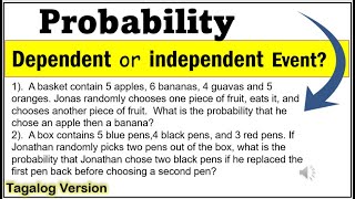 Tagalog Probability Dependent or independent event probability independentevent dependentevent [upl. by Nylasej]