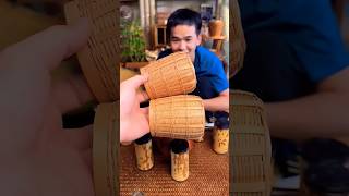 Bamboo jar woodworking pottery handmade ceramics woodcarving [upl. by Nerro944]