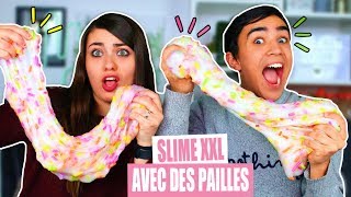 ON FAIT DU SLIME XXL AVEC DES PAILLES  Jonathan Et Amandine [upl. by Riess]