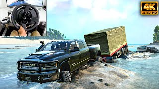 Dodge RAM 3500  Trailer Recovery  SnowRunner  Thrustmaster T300RS gameplay [upl. by Fretwell346]