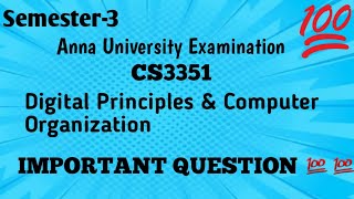 Digital Principles amp Computer Organisation CS3351Important QuestionsSemester3💯 [upl. by Lethia]