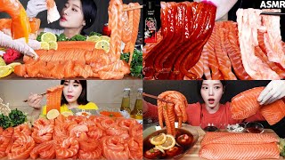 Salmon Asmr Mukbang Sushi Salmon Salmon Noodles Sashimi  Big Bites Mukbang Compilation [upl. by Dagney806]