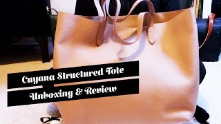 Cuyana Classic Structured Leather Tote Bag Unboxing amp Review [upl. by Aicelef636]