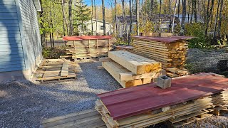 Milling 10x10 cants and lumber stack update [upl. by Nilrah]