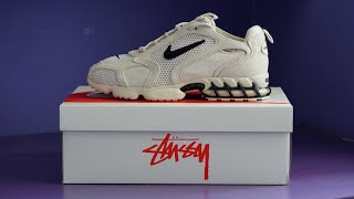 STUSSY Nike AIR ZOOM Spiridon Cage 2 FOSSIL  REVIEW  ON FEET [upl. by Diet668]