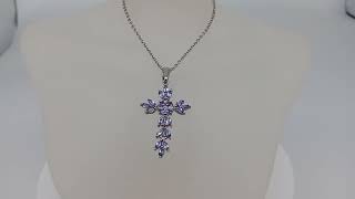 Chuck Clemency Purple Tanzanite Cross Pendant Necklace STS 925 Sterling Silver [upl. by Antone566]