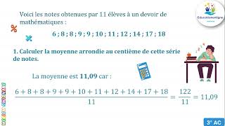 1 exercice  jour  3° AC  Maths  les statistiques ex01 [upl. by Ahsia981]