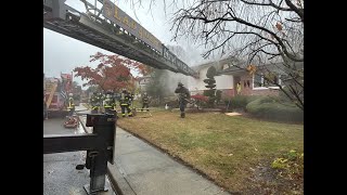 EARLY ARRIVAL Hicksville FD Working House Fire [upl. by Aztilay]