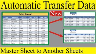 Automatic Transfer Data From Master Sheet to Another Sheets in Excel  MRB Tech Solutions [upl. by Siramed759]