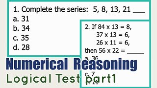 Part1 Logical Test  NUMERICAL REASONING [upl. by Hamid313]