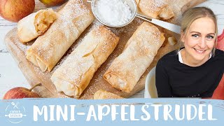 MiniApfelstrudel  MiniApfelstrudel mit Filoteig  wie vom Bäcker 😍🍎 I Einfach Backen [upl. by Halludba]