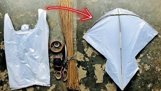 How To Make A Kite With Plastic Bag amp Broom Stick  Patang kaise banate hain Kite kaise banate hain [upl. by Nirehtac575]